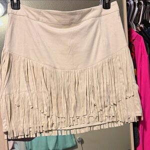 Sincerely Jules Cream Fringe Mini Skirt